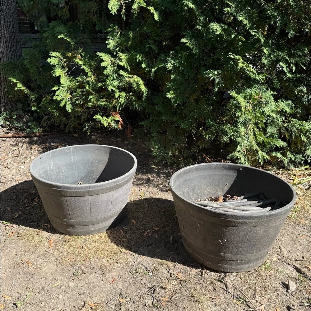 Set of Two Large Black Planters